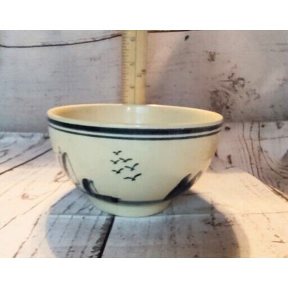 Vtg. Delft Blue bowl Windmills Dutch Town Sailboats 5 1/2” cereal soup serving - Picture 6 of 7